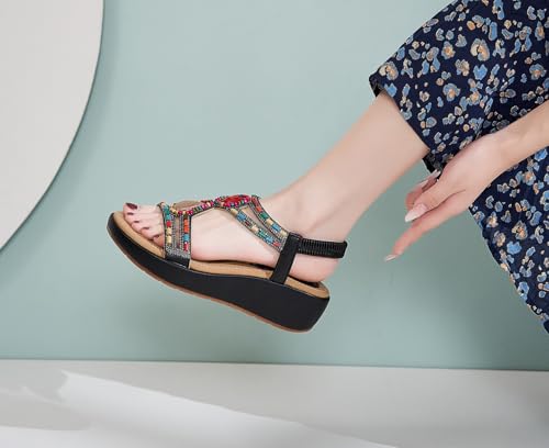 Sandales été femme confortable à plateforme bout ouvert marron