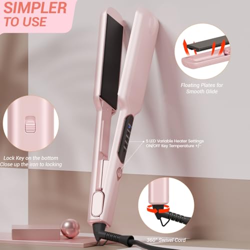 Plancha de cabello 38mm con temperatura ajustable miniatura 6