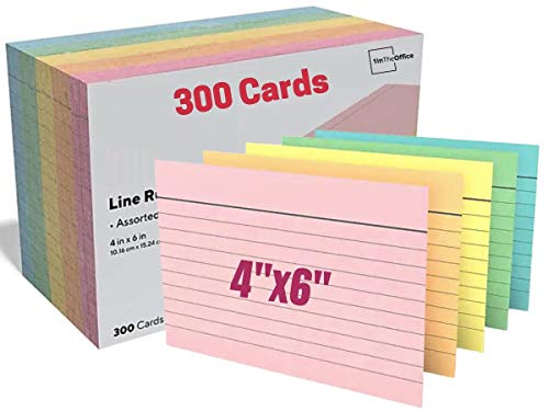 1InTheOffice Index Cards 4 x 6 Ruled Colored, Assorted 200/Pack
