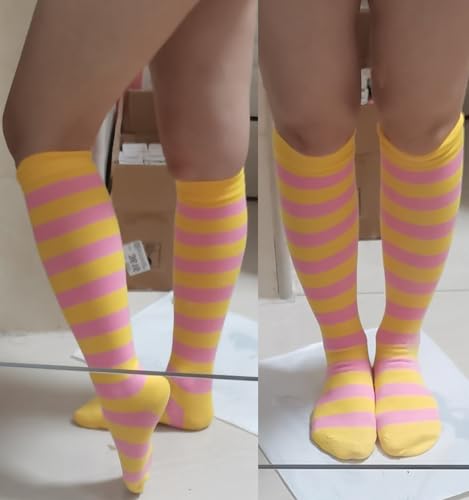 Image of Striped Knee High Socks for Women Outdoor Sport Athletic Stripe Casual Tube Socks