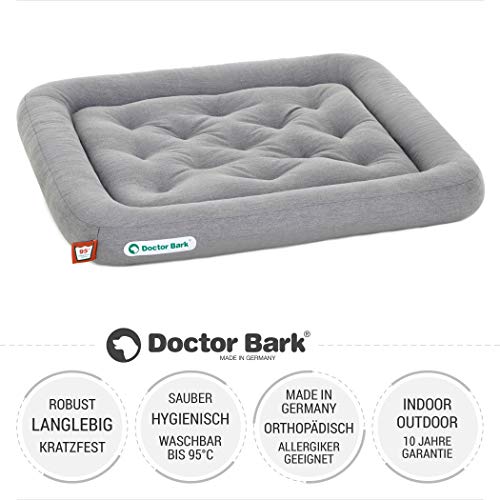 Doctor Bark Hundekissen - orthopädisches Hundebett, 95°C waschbar, hygienisch, robust & bequem (M - 75x65 cm, Hellgrau)