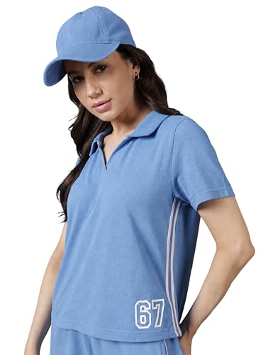 Image of Pump'd Women's V-Neck Varsity T-Shirt - Regular Fit | Polo T-Shirt for Women | Gym Tops for Women