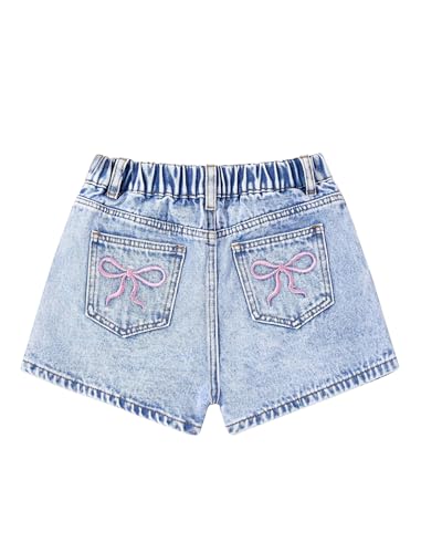 Image of oyyniis Jean Shorts for Teen Girls Ripped Raw Hem High Waist Straight Leg Cute Summer Y2K Denim Shorts 13Y-16Y