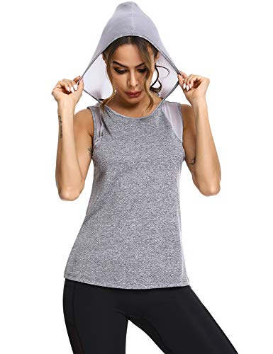 Sykooria Women's Workout Tops Mesh Hoodie Gym Tops Sleeveless Running Muscle Tank Tops (Grey,S) Sykooria Women's Workout Tops Mesh Hoodie Gym Tops Sleeveless Running Muscle Tank Tops (Grey,S)