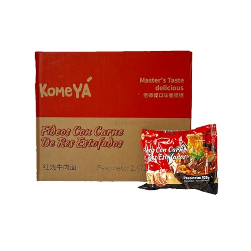 Komeya | Pack 24 Ramen Fideos Instantáneos Sabor Ternera - Instant Noodle Tallarines Coreano