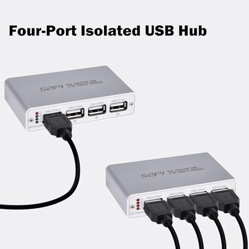 Image of GeeekPi USB Digital Isolation Hub, 4-Port USB 2.0, High-Speed 480Mbps, 3.75kV RMS Protection, Bidirectional Data Transfer, 89x50x23mm