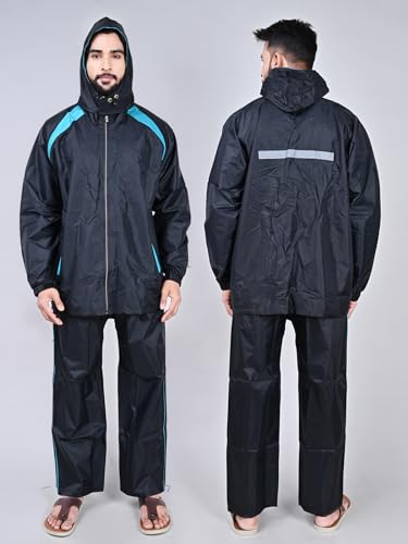 Image of Rupa Mens Rainwear For Men, Waterproof Nylon Blended Rain Standard Length Jacket With Pants And Carry Bag, Pack Of 1