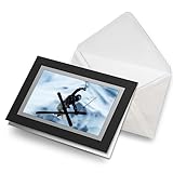 Kartengröße: 18 x 13 cm Grußkarte schwarz & silber (Fotoeinsatz) – Freestyle-Skiier-Ski-Trick – blanko Geburtstag, Jahrestag, Umschlag inklusive #63109