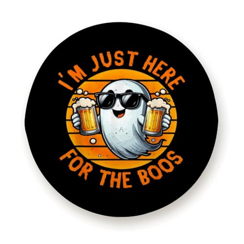 Boosch Light Halloween Ghost Pumpkin Funny Beer Drinking Spare Tire Cover, Wheel Cover with Wolf Print Waterproof Dust-Proof Universal Fit 15 inch