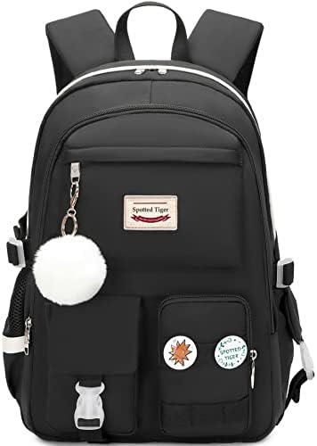 Spotted Tiger Girls Backpack Aesthetic Backpack for Teen Girls Cute School Bag Bookbag Anime School Backpack for Girls (Black)