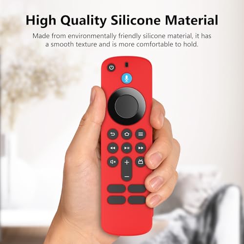 Image of RAYA Silicone TV Remote Cover Compatible with All New Fire TV Stick 4k & Fire Tv Stick HD Remote 2025 Model Protective Case with Lanyard (Red)