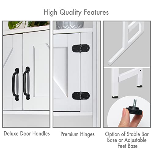 Over The Washer or Over The Toilet Storage Cabinet w/Height Adjustable Shelf Laundry Room/Bathroom Organizer Rack, 2-Door Freestanding Rack Space Saver, White