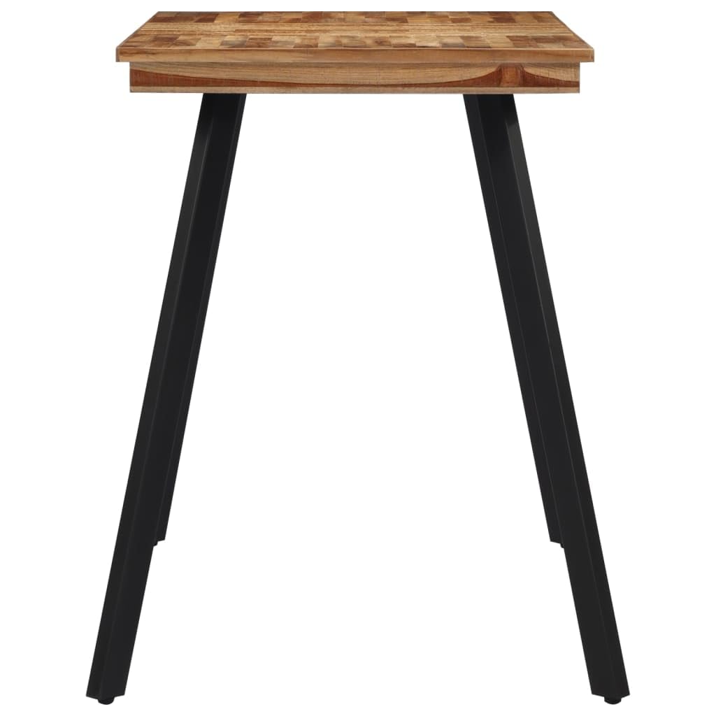 Generico Tavolo da Pranzo Rettangolare 120x62x76 cm in Legno Massello di Teak con Telaio in Ferro Nero, Piano Robusto per Cibo e Bevande, Sala da Pranzo o Cucina