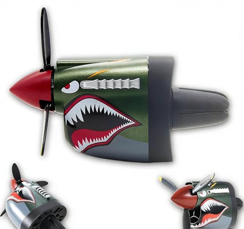 Image of P-40 Fighter Airplane Car Air Freshener with Spinning Propeller, Dashboard Ornament, Shark Tooth Design, Vent Clip Mount, Aviation Theme, Aircraft Dashboard Ornament for Auto Interior Decor Gift (A)