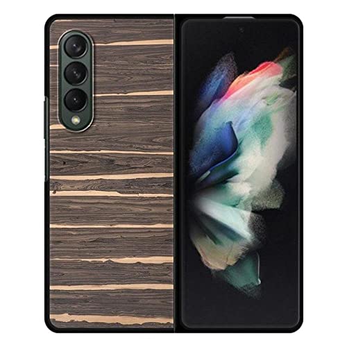 Coque pour Samsung Galaxy Z Fold 3 style bois noir idéale au bureau
