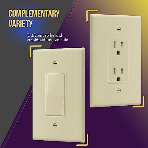 Image of ENERLITES Decorator Light Switch or Receptacle Outlet Wall Plate, Gloss Finish, Over-Size 1-Gang 5.5 inch x 3.5 inch, Unbreakable Polycarbonate Thermoplastic, UL Listed, 8831O-I, Ivory