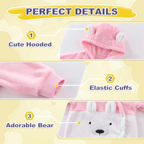 Image of Fairy Baby Newborn Baby Snowsuit Bear Suit Romper Winter Warm Coat Infant Fleece Footie Jumpsuit for Girls Boys 0-18M
