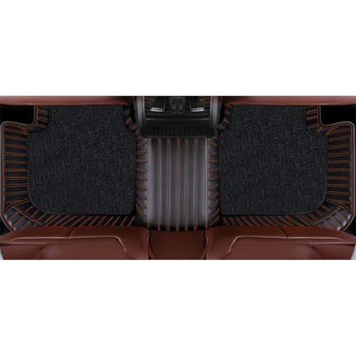 Image of Autofurnish Premium 9D Car Mat Full Set for Mahindra XUV 3XO (Automatic) 2024 || Luxury Leather Dual-Stitch Full Set 9D Car Floor Mat || 100% Waterproof || Color : Black Tan