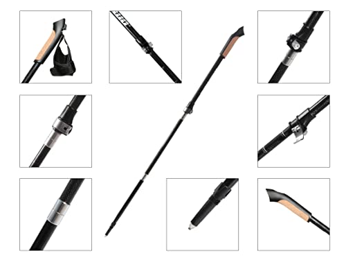 Foto von Muawo faltbar verstellbar Premium Nordic Walking Stöcke | ultraleichte 249g, 105-135cm Teleskobstange, 67% Carbon | Trekkingstöcke, Wanderstöcke, Walkingstöcke Herren & Damen