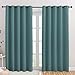 NICETOWN Extra Wide Blackout Draperies Curtains for Kids Room, Window Treatment Thermal Insulated Solid Grommet Blackout Drape Panels for Bedroom (Greyish Blue, Set of 2, 70 by 84 inches)