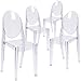 Flash Furniture Murray Indoor/Outdoor Ghost Accent and Dining Chairs, Stackable Transparent Restaurant Chairs, Set of 4, Transparent Crystal