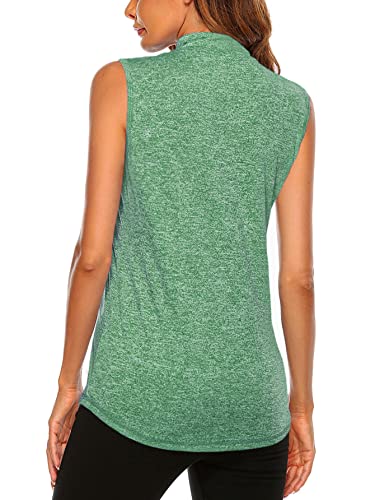 Image of Koscacy Women's Sleeveless Golf Tennis Polo Shirts Zip Up Dry Fit Workout Tank Tops Athletic Shirt