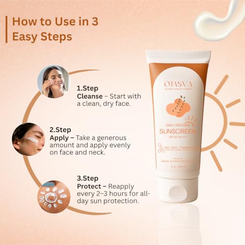 Image of Daily Defense Sunscreen SPF 50 PA++++ | Broad Spectrum UV Protection | 100% Natural | With Zinc Oxide, Titanium Dioxide & Organic Oils | Non-Greasy, Water-Resistant | For All Skin Types | 50ml