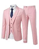 YND Men's Slim Fit 3 Piece Suit Set, One Button Blazer Vest Pants, Solid Party Wedding Dress, Jacket Waistcoat and  ...
