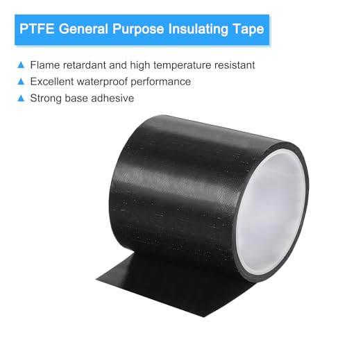 Image of MECCANIXITY High Temperature Tape 90mm PTFE Coated Fabric Tape Heat Resistant Tape for Vacuum Sealers Adhesive Tape 10m /33ft Black 0.18mm Thickness