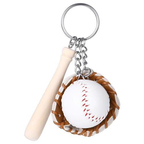 Mini Leather Baseball Keychain