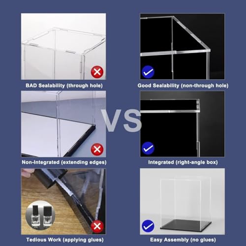 Image of RAPAL Acrylic Case with LED Light for Display, (6X6X8) inch SELF Assemble Clear Acrylic Display Box with Black Base, Dustproof Display Case with Lid for Collectibles, Trophy and Toys