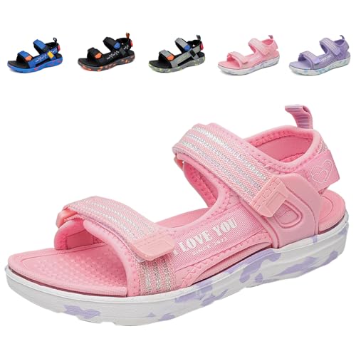 Fadezar Boys Girls Sandals for Kids Sports Outdoor Sandals with Adjustable Strap Open Toe Summer Footwear Pink UK 13 (CN 31)