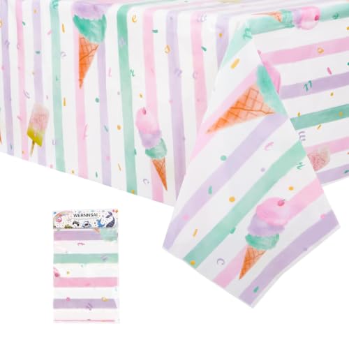 WERNNSAI Ice Cream Tablecloth - 1 Pack 108x54 Sprinkle Table Cover