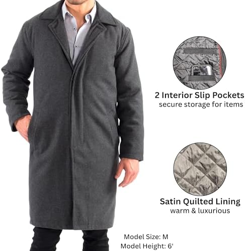 overcoat メンズジャケット・コート サイズＬ〜LL 使用回数5回 alpine swiss Zach Mens Wool Trench Coat Knee Length Overcoat Gray