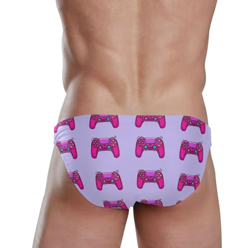Purple Game Console Swim Briefs for Men Swimsuit Bikini Swimwear S B04047603