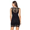 Verdusa Women's Sleeveless Scalloped Hem Fitted Floral Lace Bodycon Dress Black M