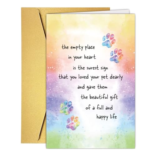 UUEFKTN Heartfelt Sympathy Card For Dog Cat Loss, Heartfelt Condolence Dogs Cat Pet Loss Card for Pet's Owner, Pet Loss Grief Cards for Friend Coworker
