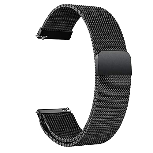 LYYLTX Metal Magnetic Watch Band Mesh Woven Quick Release Strap Adjustable Stainless Steel Replacement Straps for Women Men 14mm 16mm18mm 20mm 22mm 24mm (24mm,Black)
