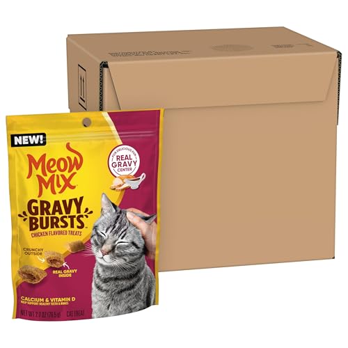 Image of Meow Mix Gravy Bursts Chicken Flavored Cat Treats, 2.7 Oz. Bags (Pack of 5)