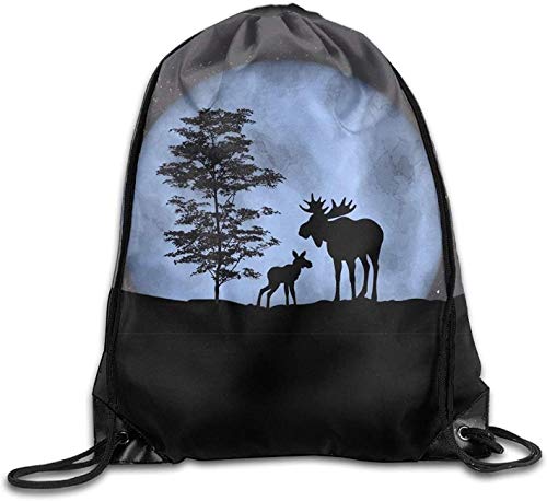 NA Blue Moon Moose Tree Stars Sky Fashion: Mochila con cordón