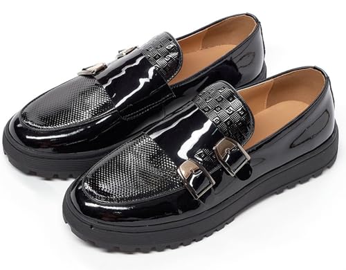 Santimon Mens Penny Loafers Yellow Dress Slip On Causal Flat Shoes Double Monk Mocasines Genunie Leather Modern Prom Wedding Fashion Tuxedo Shoes for Men