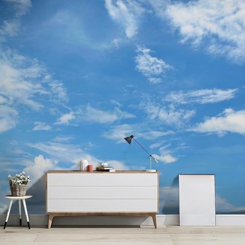 Tzxztt Minimalista Tridimensional Cielo Azul Nubes Blancas Paisaje Papel Pintado 3D Seda Texturizada Primera Calidad Neutros Material Ideal Para SalóN Dormitorio-200cm×140cm