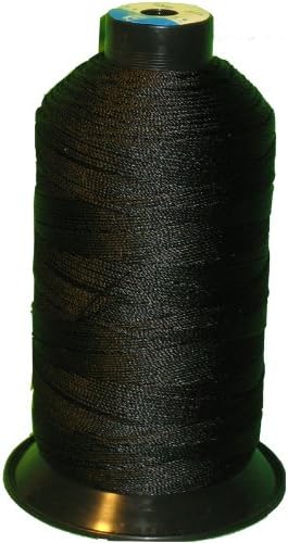 Bonded Nylon Sewing Thread #207 T210 1000yds for Outdoor, Leather (Black)