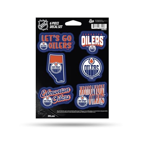 Rico Industries NHL Hockey Edmonton Oilers 6-Piece Decal Set