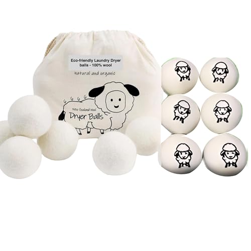 Generic Wool Dryer Balls, Extra Large, Set of 6, Natural Fabric Softener, Chemical Free, Scented XL, Reuable and Replacement for Fabric Softener (White)