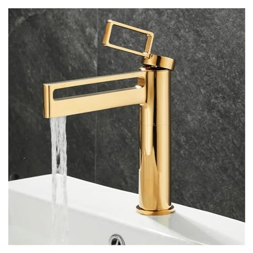 Grifo de tocador dorado para evitar salpicaduras en lavabo 5