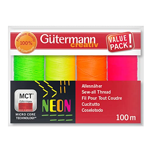 Neon Thread Set, 100m reels, Set of 4, Neon Assorted - Image 2