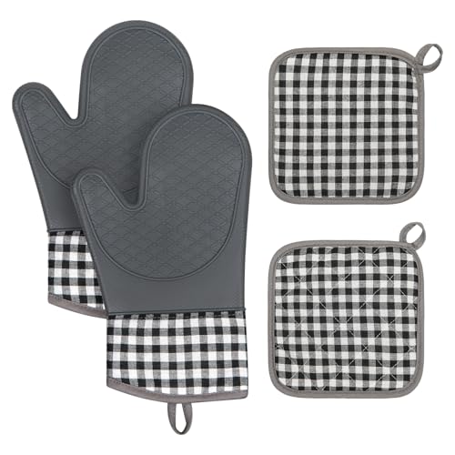 Tifanso Plaid Oven Mitts 4-Piece Set