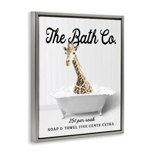 Image of Stupell Industries 'Bubble Bathtub Giraffe'| Floating Frame Canvas Art