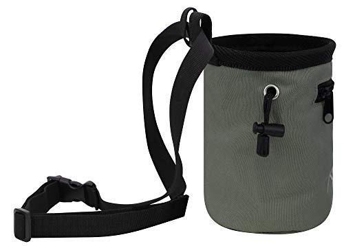 Amc Climbing Chalk Bag With Panda Embroidery/Front Pocket/Belt (Grey, 6 Inches X 4 Inches) #TOP2